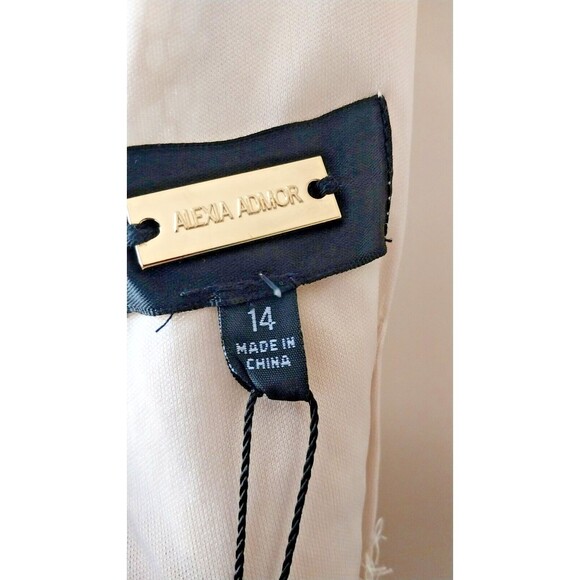 NWT Alexia Admor Midi Dress Lace Overlay Deep-V Sleeveless, Off White Size 14 L - Picture 8 of 9